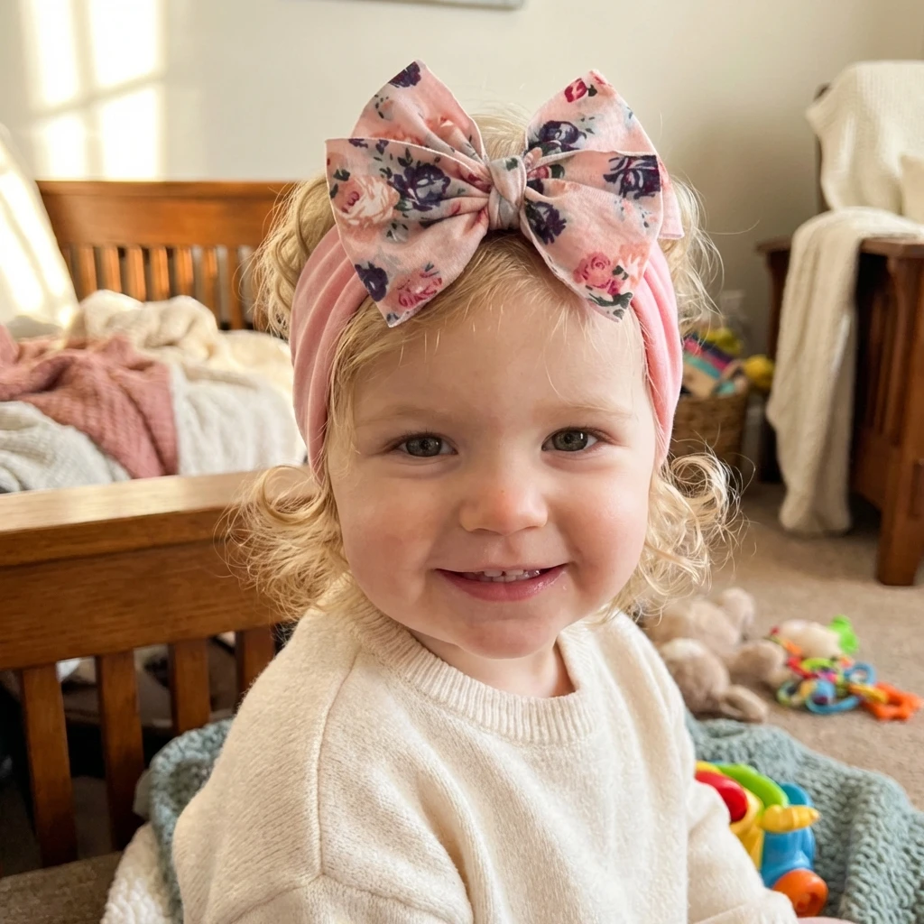 New Kids' Baby Stretch Headband, Bohemian Butterfly Bow Nylon Baby Headband, All-Season Infant Hair Accessory