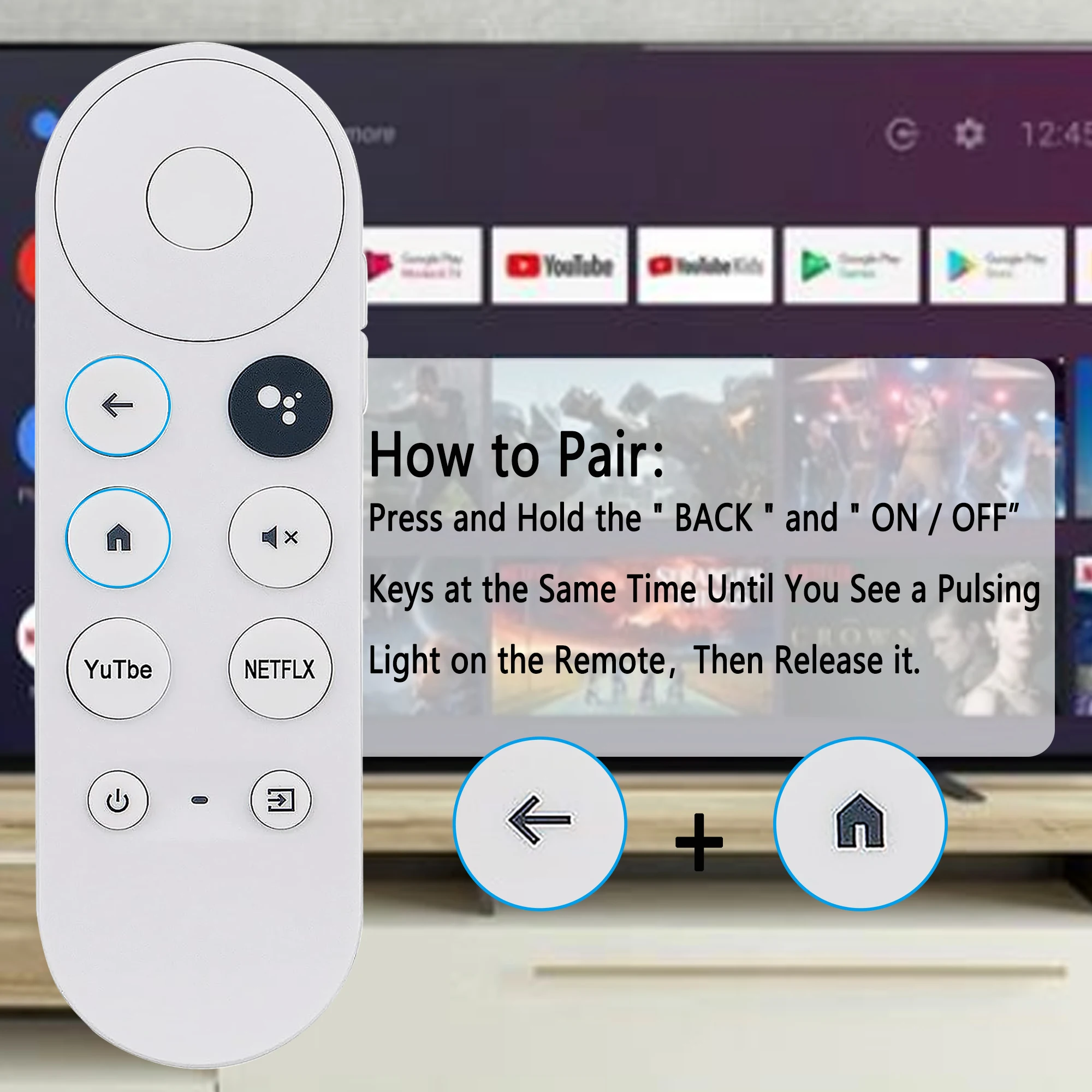 Voice Remote Control for Google Chromecast 4K Snow Streaming Player Voice Remote for G9N9N GA01409 GA01919 GA01920 GA01923 GA02