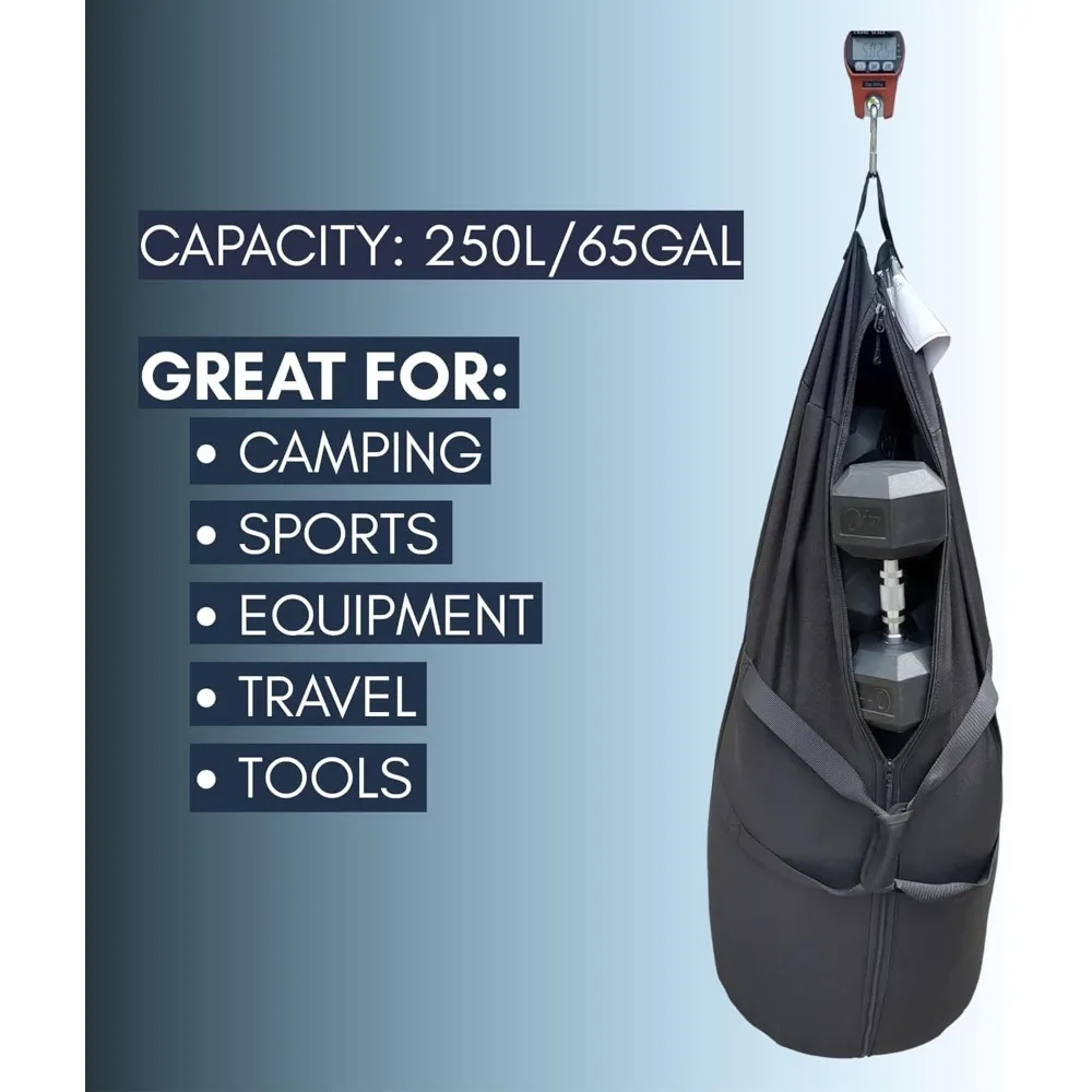 حقيبة من القماش الخشن من النايلون الباليستي سعة 210 لتر شديدة التحمل للسفر بسعة كبيرة، مقابض معززة، مقاومة للماء، تخزين 55 جالونًا