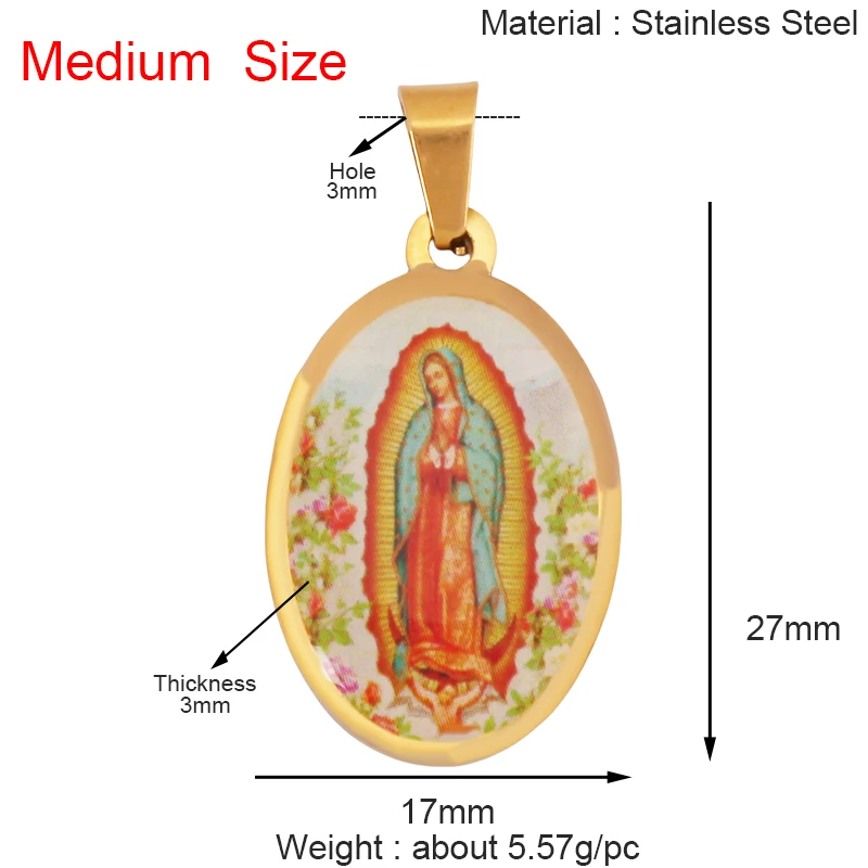 316 Stainless Steel Holy Religious Jesus Virgin Mary Charm Geometry Pendant,18K Gold Plated Rhinestone Jewelry Necklace K87