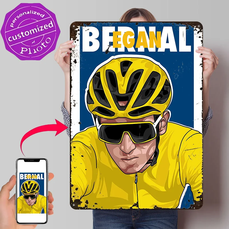 Персонализированный 3D-постер Egan Bernal с текстурой, металлическая винтажная табличка для декора интерьера, украшение для гостиной, украшение для дома