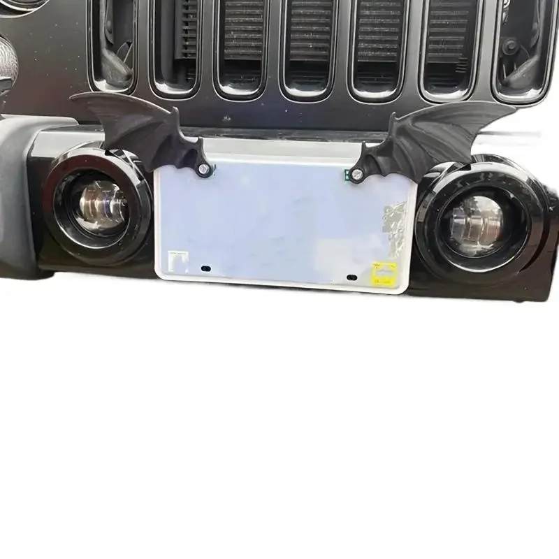 1 Pair Black Batwing Car License Plate Covers & Frames Decoration - Durable Plastic, Ideal Gift For Horror Vampire Theme Lovers