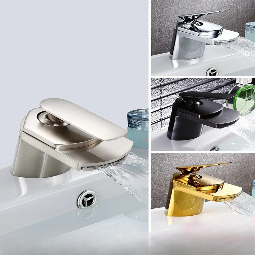 Faucet Bathoom Waterfall Sink Taps Single Holder Single Hole Wash Basin Mixer Faucet Hot and Cold Water Torneira