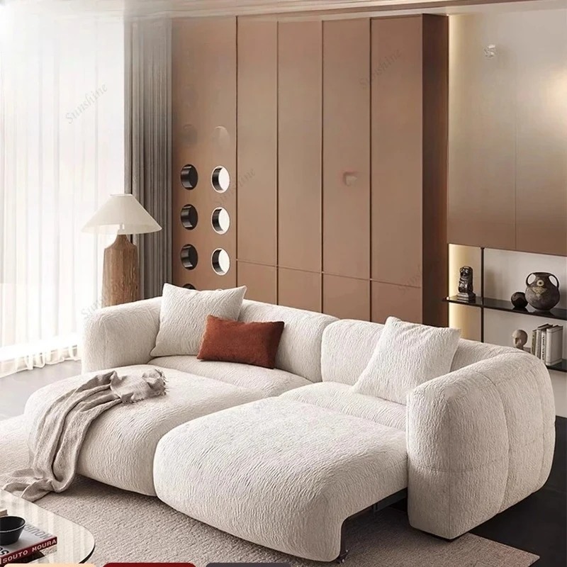 A Cream style fabric electric sofa Italian minimalist zero wall adjustable and retractable