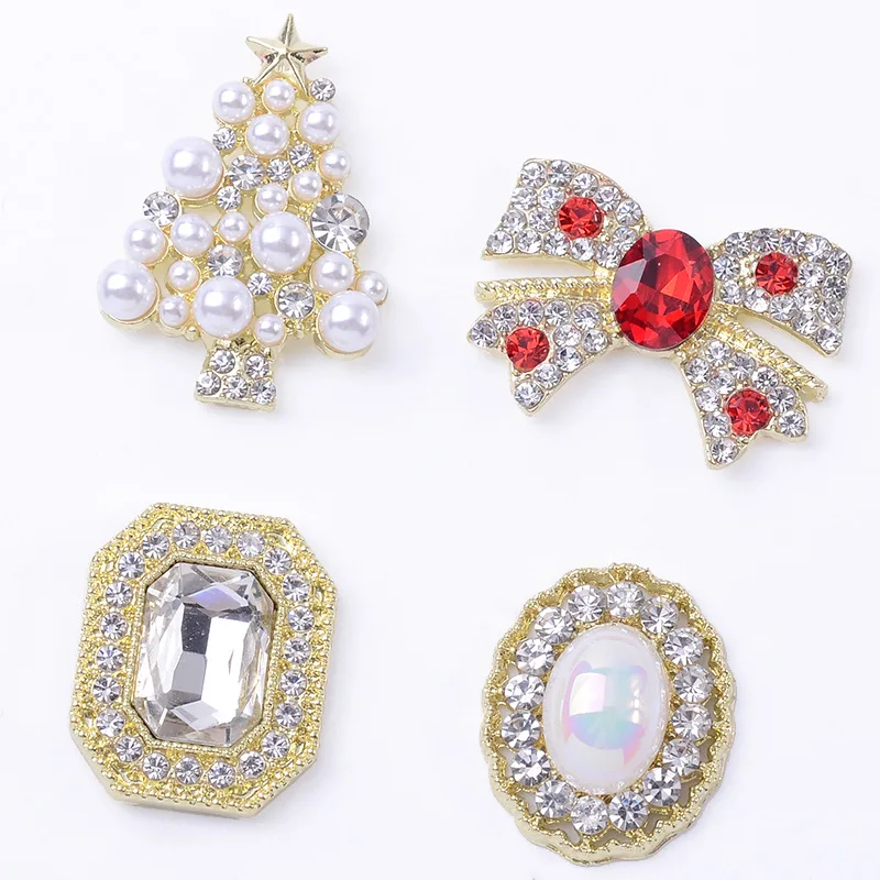 Spot Wholesale Pearl Christmas Tree Oval Ma Bei Full Diamond Alloy Accessories Trend Hair Accessories Hair Rope Handmade Materia