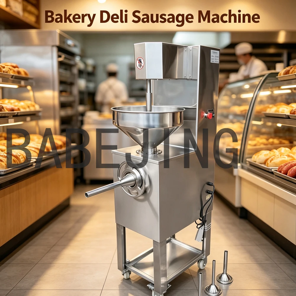 BABEJING Commercial Mixer, Fully Automatic Electric Pneumatic Sausage Filling Machine, Stainless Steel Meat Filling Machine