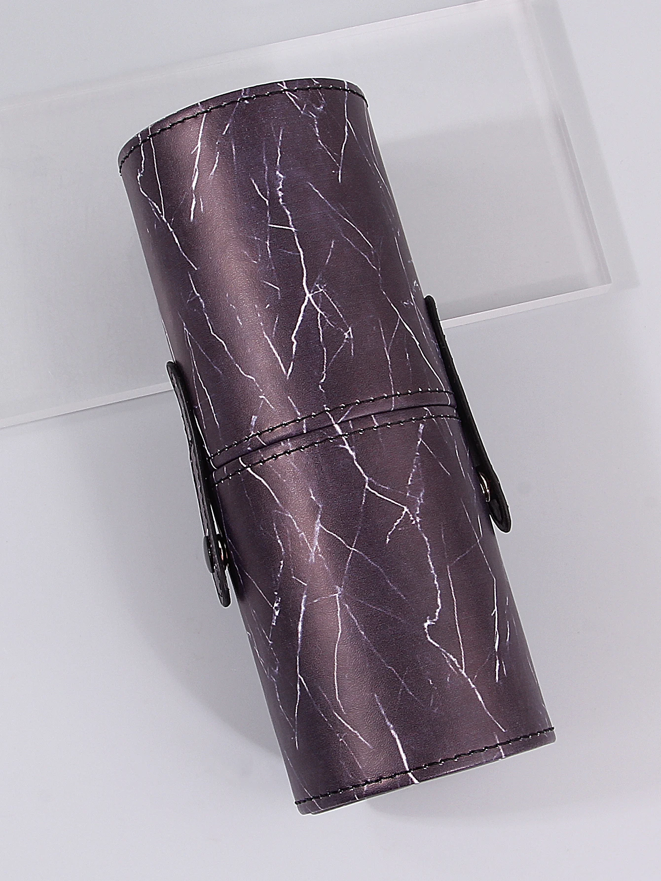 Light Luxury Style Marble-Patterned Leather Storage Bucket, Lipstick, Eyeshadow, Makeup Brush Bucket, Portable Stationery Penhol