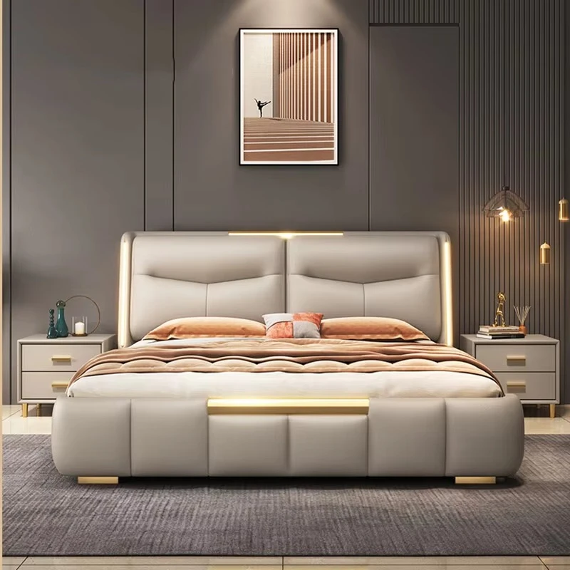 Einzelbett mit weicher Matratze, übergroßes Doppelbett mit Stauraum, weicher Bettrahmen