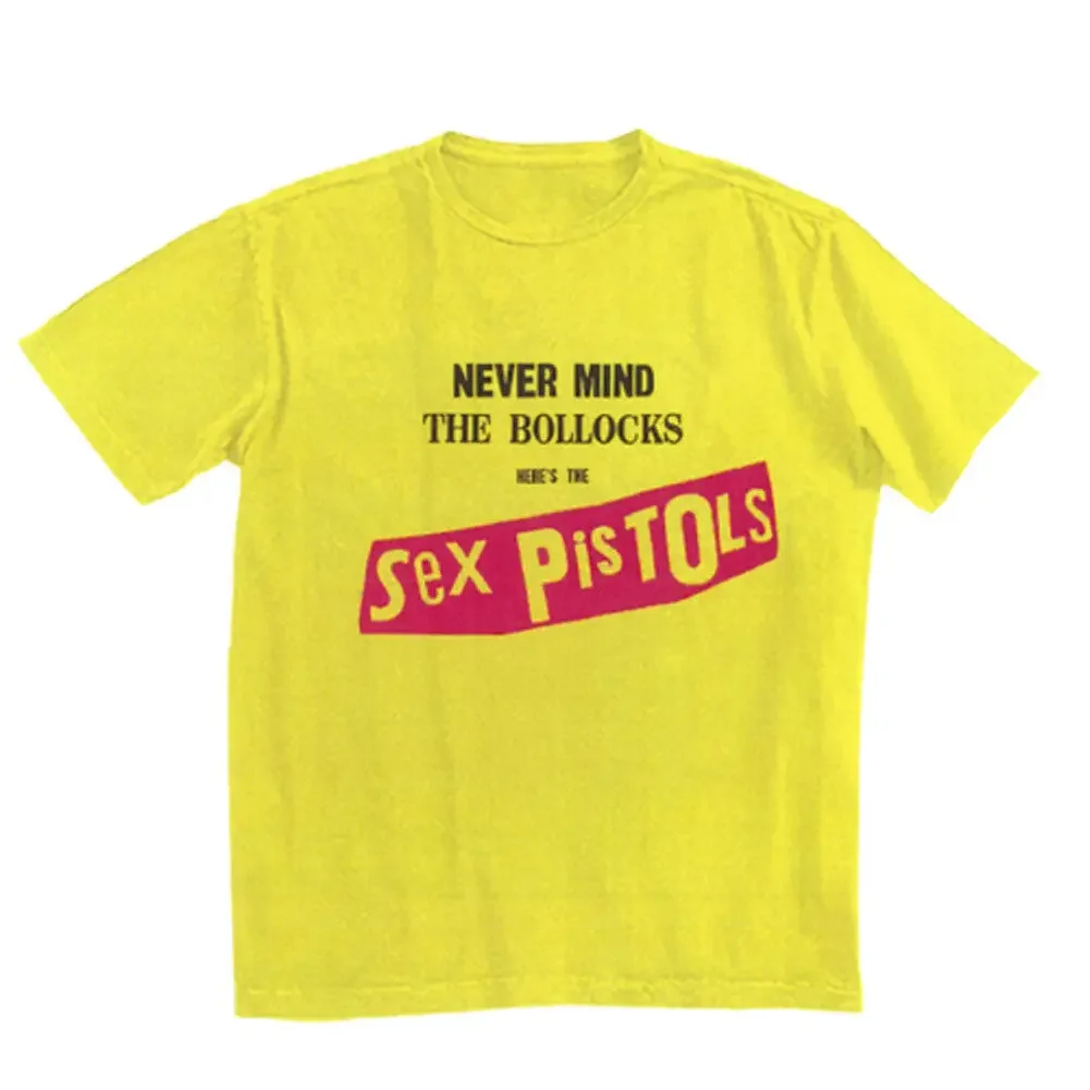 Camiseta de pistolas sexuales para hombre, camisa pequeña, color amarillo, Never Mind The Bollocks