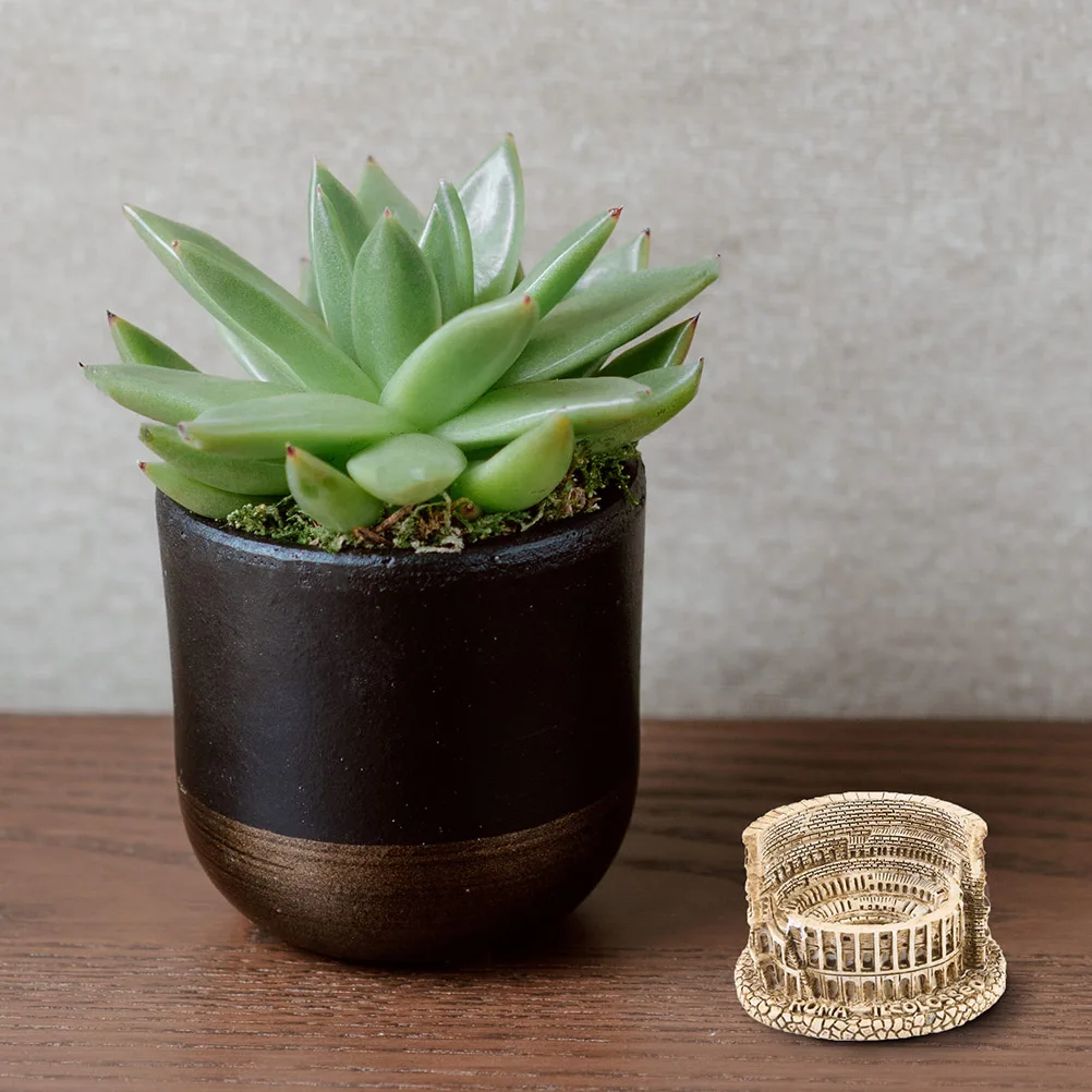 

2PCS Resin Handicraft Ornaments Colosseum Crafts Vivid Design DIY Sand Table Bonsai Decorations Moss Adornment Stress