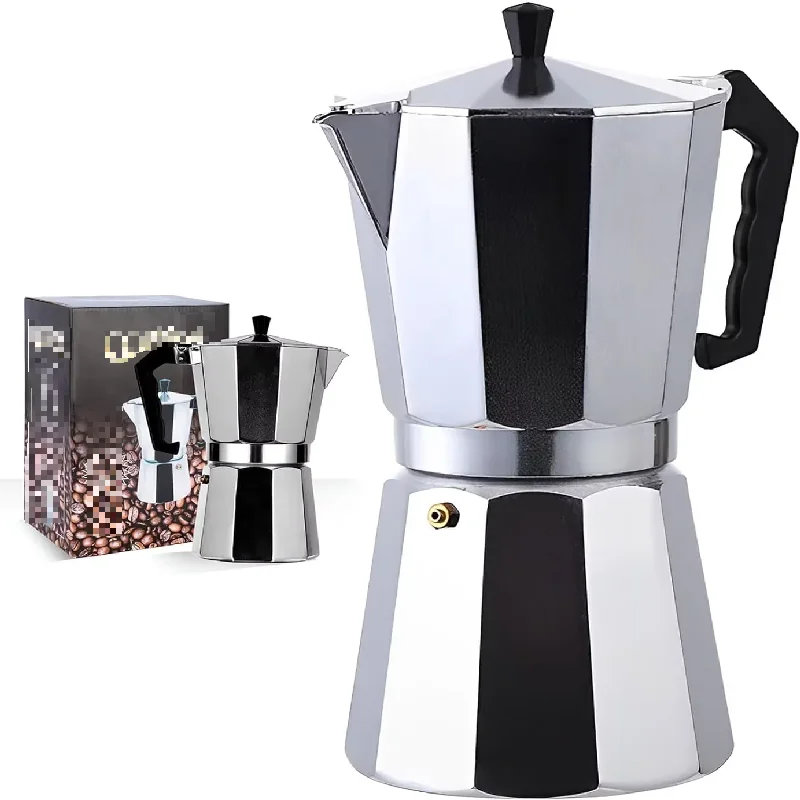 Mocha Coffee Pot Stovetop Espresso Maker Aluminum Silver Coffee Percolator Home Hand-brewed Octagonal Moka Pot Kitchen Utensils