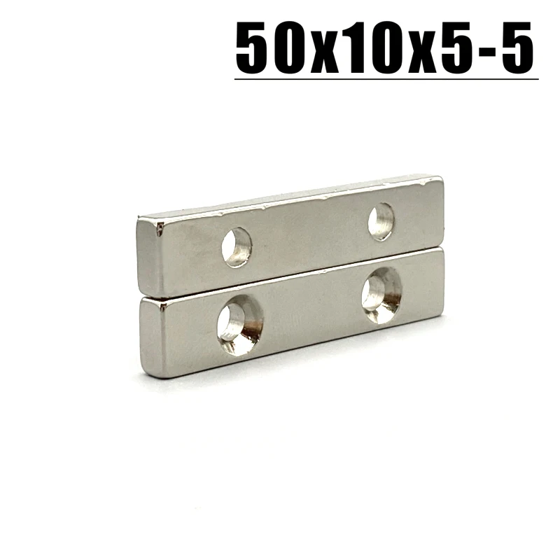 1/2/5/10/15Pcs 50x10x5-5mm Fridge Tool Magnets 50*10*5 Hole 5 Block Shape Imane For Kitchen Tool Hook Accessory Garden Diy Craft
