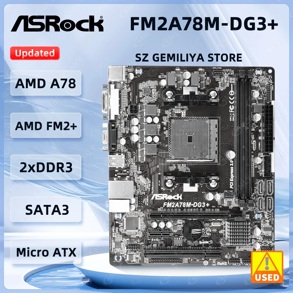

ASROCK FM2A78M-DG3+ Motherboard Socket FM2+ AMD A78 DDR3 32GB 4xSATA3 Micro ATX support A10 7800 A6 740 Athlon X4 840 A6 540 A8