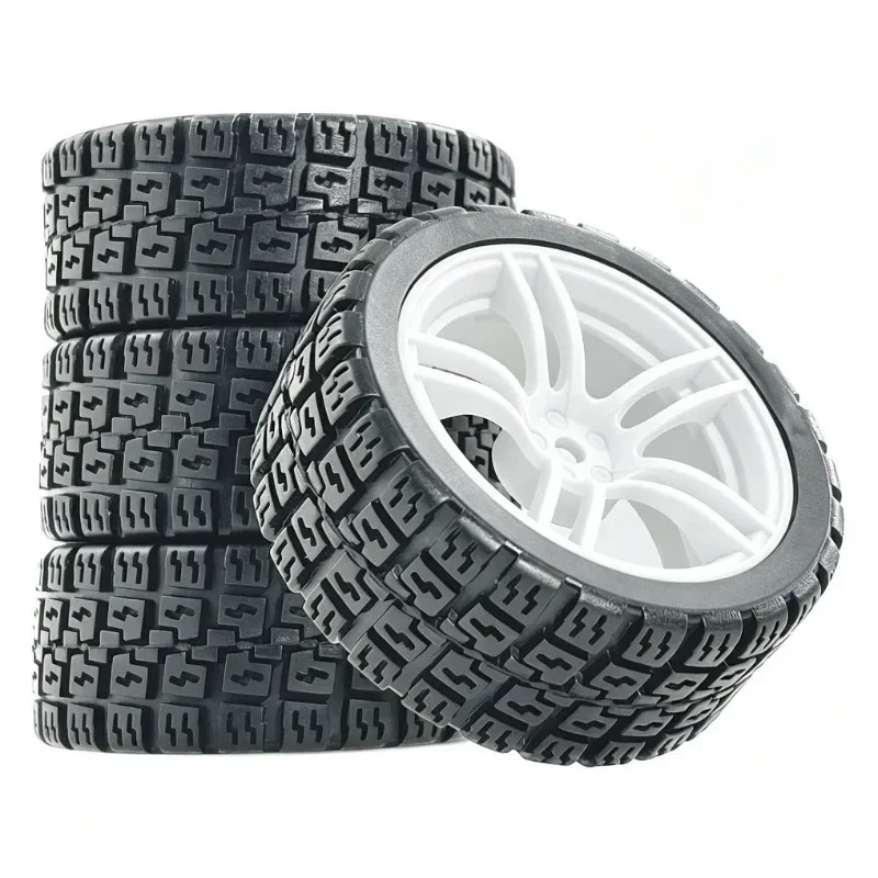 4Pcs RC Rally Tires Plastic Wheel Set Replacement Parts For XV02 94123 10306  RC On Road Rally Car HSP Tamiya Off Road Vehicle