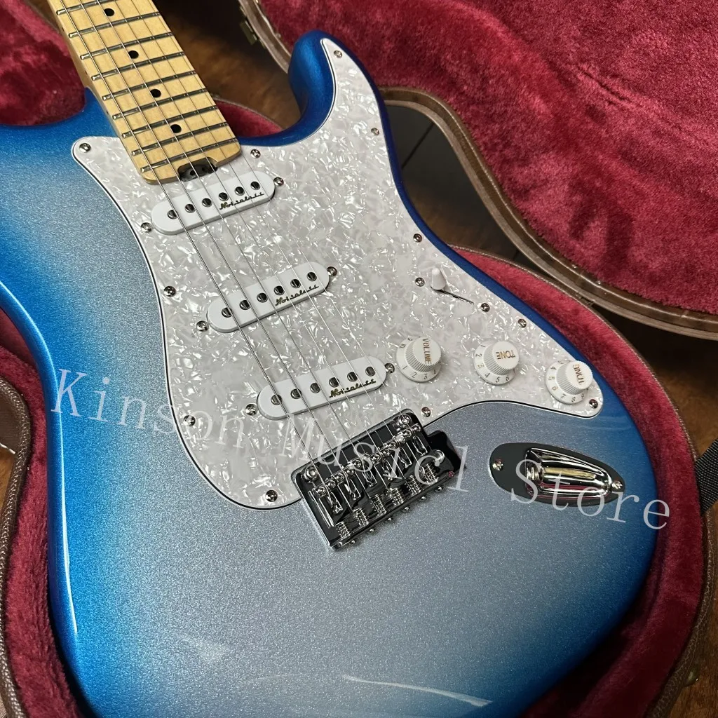 Gradient blue electric guitar,White Pearl Pickguard,Chromium hardware