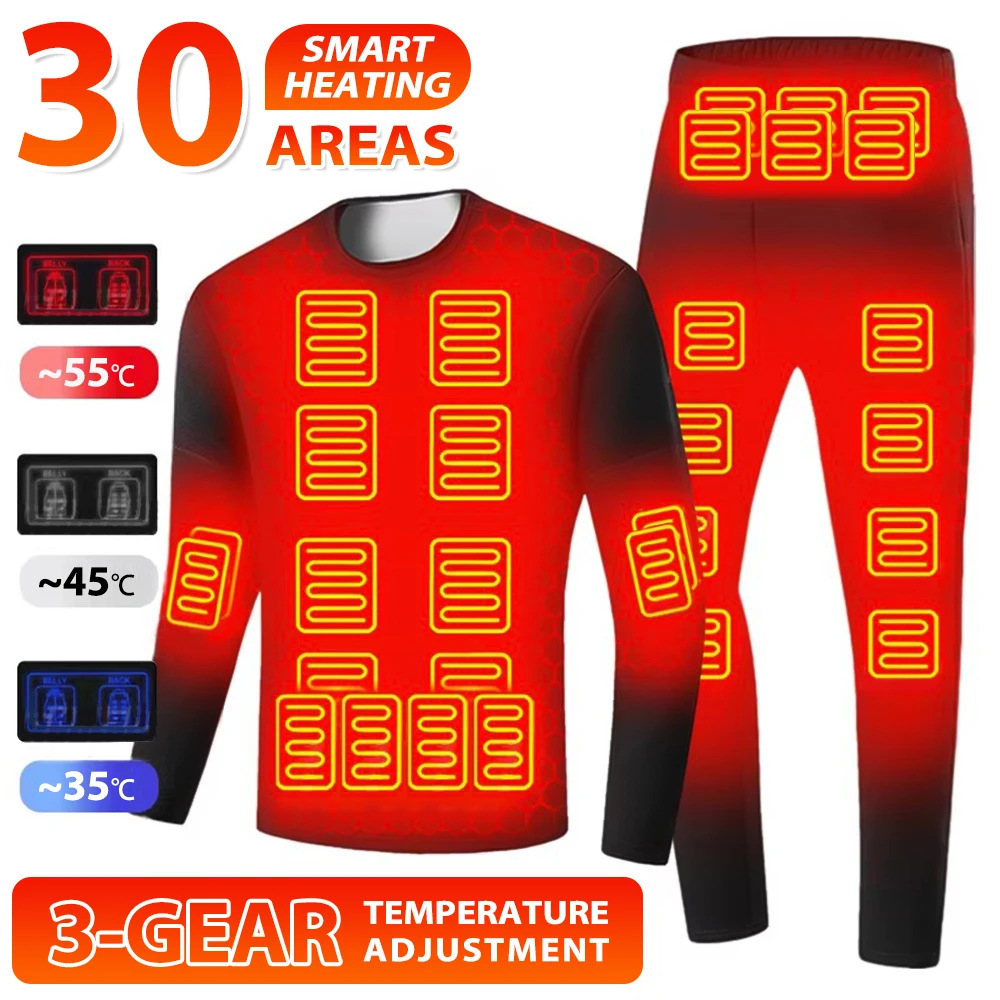 Winter Heated Underwear Set For Women And Men USB 30 Zone Winter Sports Thermal Underwear Electric Heating Equipment