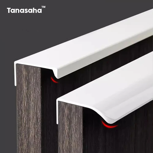 Imagen 1 del producto Tiradores ocultos blancos para cajones, tiradores largos ocultos, aleación de aluminio, herrajes para muebles y armarios de cocina