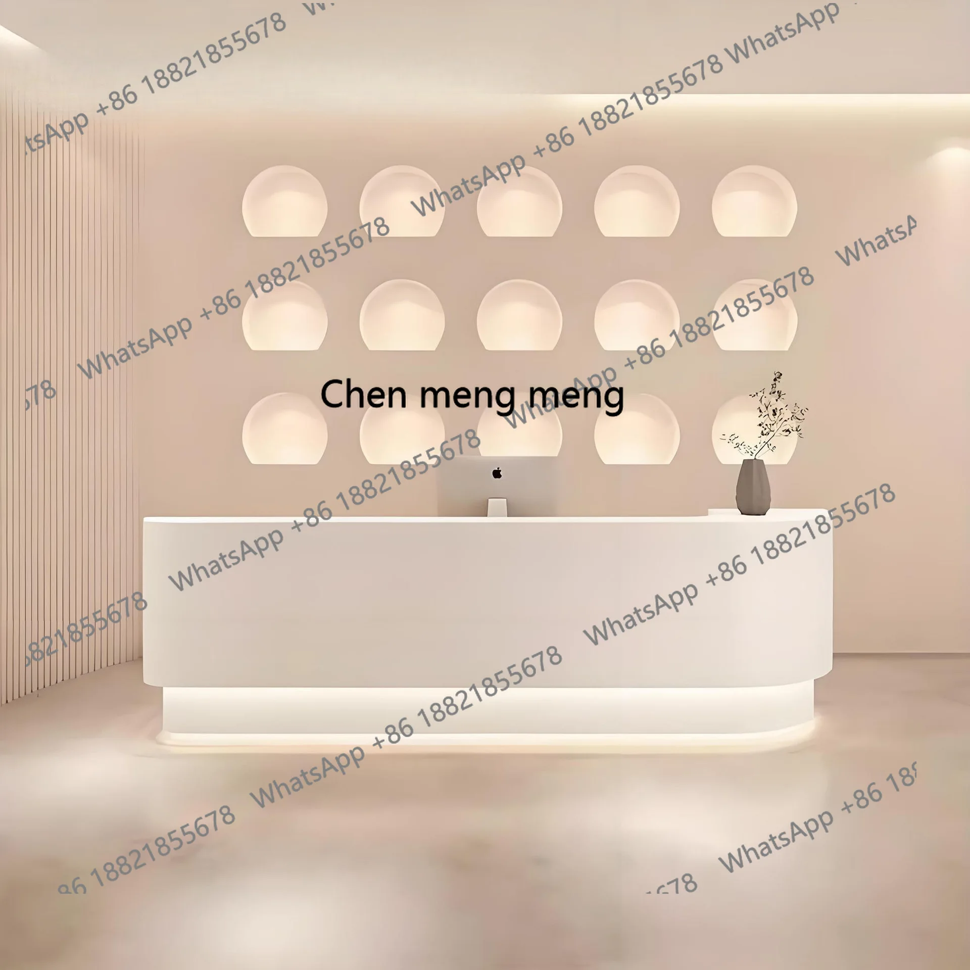X Modern minimalist, curved paint bar table, reception desk beauty salon checkout page
