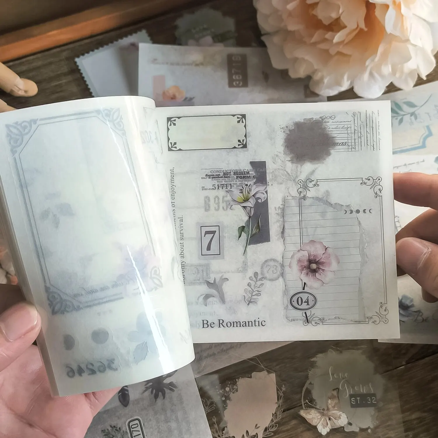 

20 шт./книга: Декоративные наклейки INS с цветочными мотивами, тема «Четыре сезона», для скрапбукинга, двусторонние, для творчества и декора