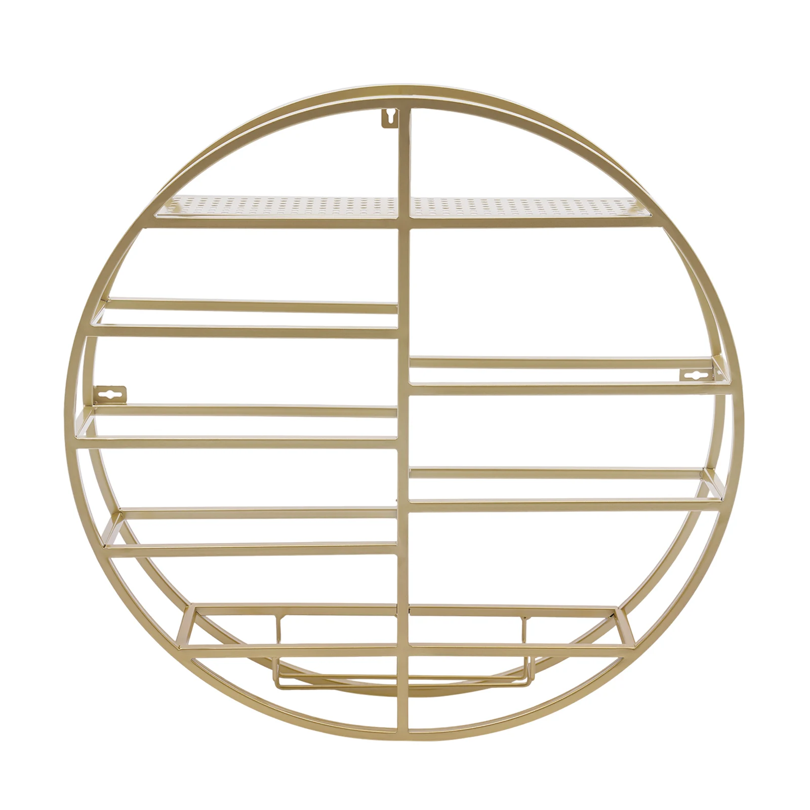 Rak Anggur Bulat yang Dipasang di Dinding, Rak Pajangan Anggur Rak Penyimpanan Rumah, Rak Anggur dengan Tempat Gelas Lemari Anggur Besi Emas Mewah