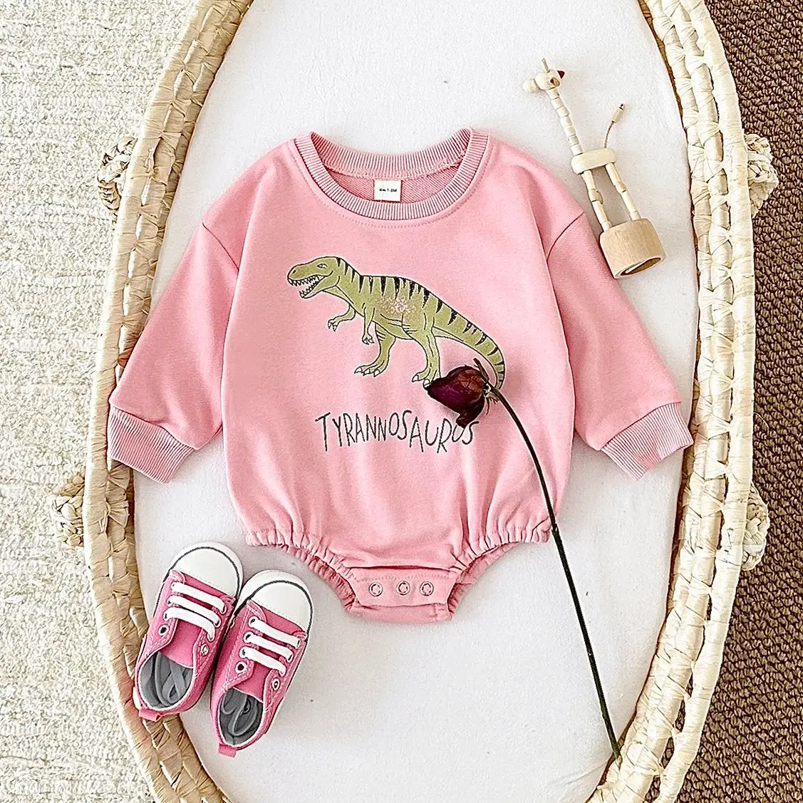 0-18M Baby Clothes Infant Bodysuits & One-pieces Cartoon Dinosaur Print Sweatshirt Romper Autumn Baby Boy Clothes Newborn Girl