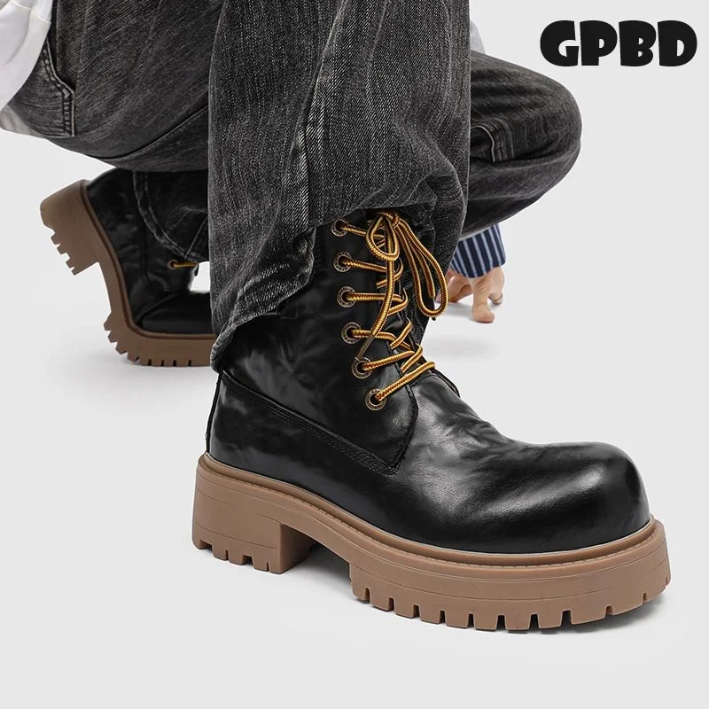 

GPBD Retro Thick-Topped High-Heeled Outdoor Travel Comfortable Versatile Trendy Chelsea Boots 2025 Autumn New Style Trendy Model