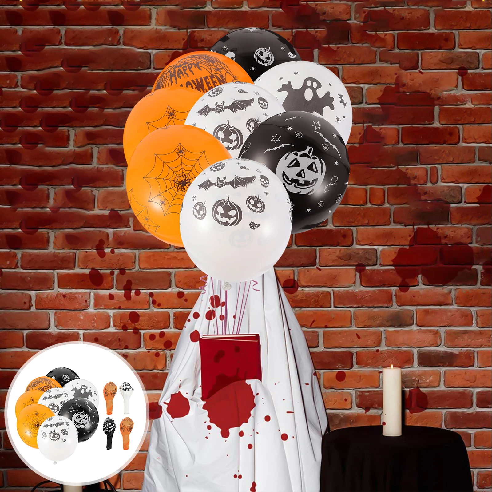 

100Pcs Halloween Balloons Colorful Latex Balloons Decorative Party Festival Balloon Supplies Photo Props Halloween Supplies