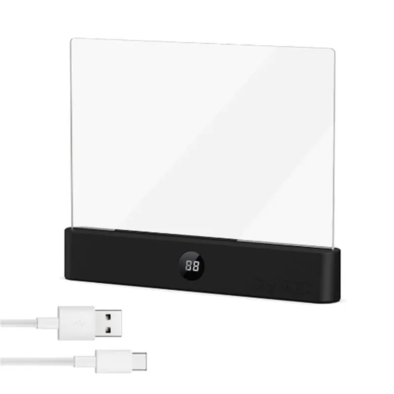 2X Book Light, Rechargeable Clear LED Flat Reading Light With 3 Colors & Timer, Plate Lamp Book Full Page Light Black
