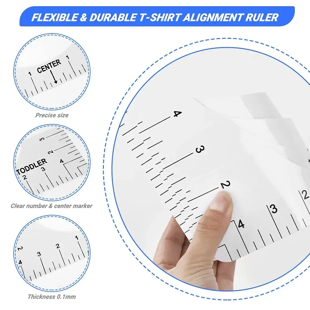 T-Shirt Ruler Guide Shirt Alignment Tool T-Shirt Alignment Ruler with Clothing Size Chart for Adult Youth Toddler Infant