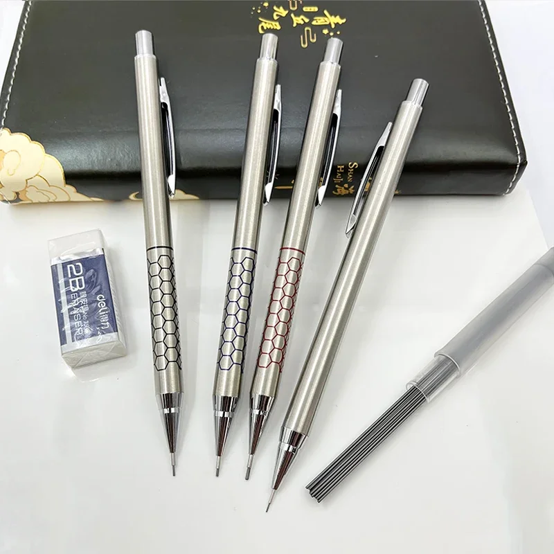 Metal Mechanical Pencils Set with Lead Refills Drafting Automatic Pencil 0.3, 0.5, 0.7, 0.9, 1.3, 2.0mm 2B HB For Art Supplie