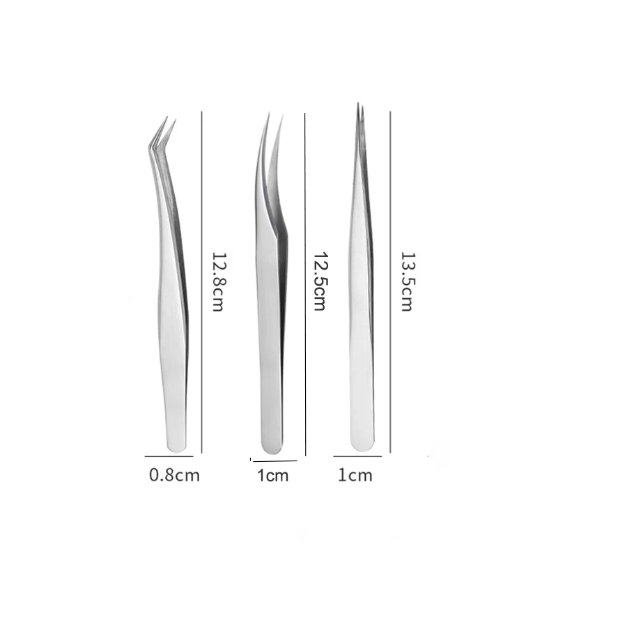 Lash Tweezers for Eyelash Extensions High Precision Stainless Steel Straight Tip Tweezers Curved Tip Tweezers