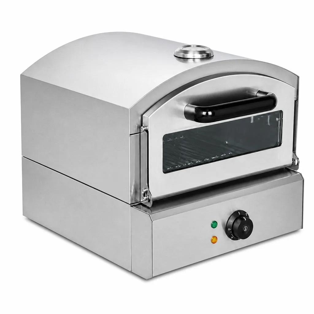 2kW Electric Pizza Oven, Countertop Stainless Steel, Commercial Baking Machine for Cafe Snack Bar, Toast and Bake