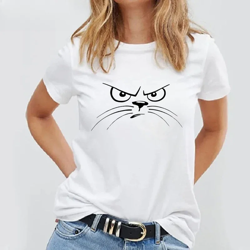 Women T-shirt Simple Design Tops Panda Printed Female T-shirts Casual Basic Summer White T-shirt Kawaii Lady T-shirts
