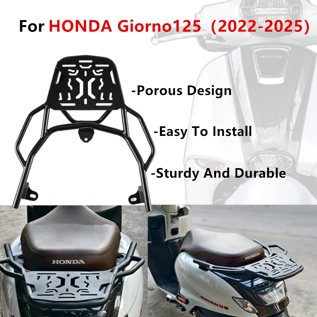 

For HONDA Giorno125 Rear Luggage Rack G125 Tail Carrier Fits OEM Bolts​​ Food Delivery Rack 2022-2025