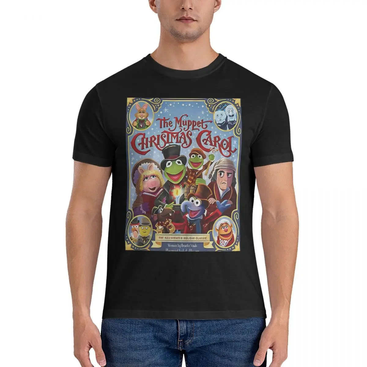 The M-Muppets Christmas Carol T-Shirt For Men Women Cotton Tops Shirts Casual Round Neck Short Sleeve