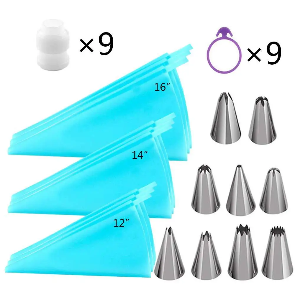 

36Pcs TPU Piping Bag For Nozzle Cake Set Piping Converter Milking Bag Silicon Tie Convertor Kitchen Tools Decoration Accessories