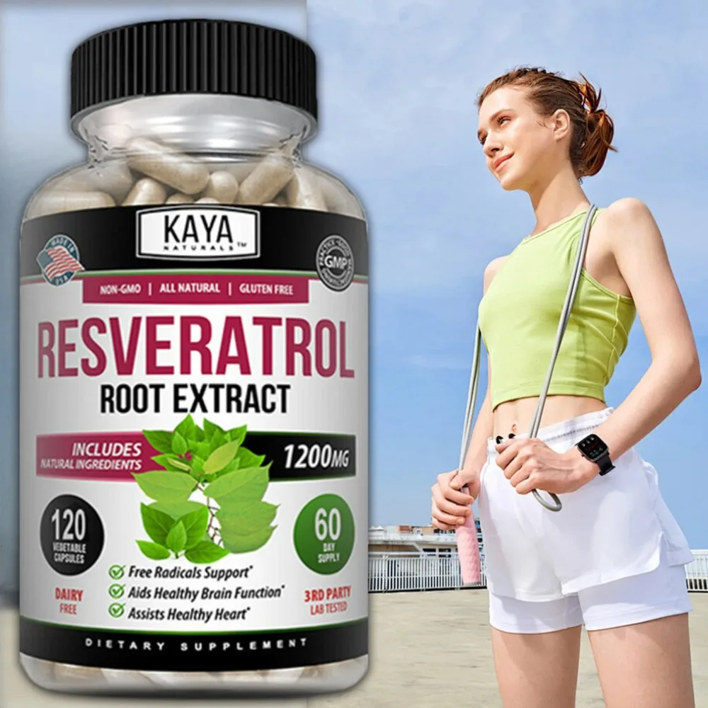 

Resveratrol Capsules - Anti-aging, Antioxidant, Skin Support, Cardiovascular Health, Brain Support, 120 Veggies Capsules