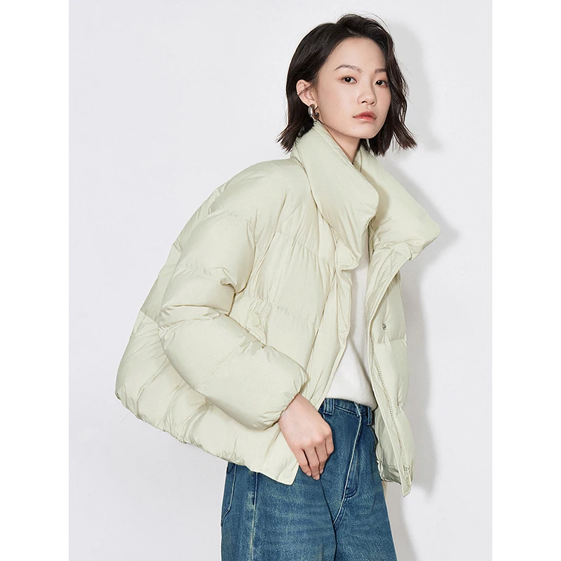 TOYOUTH Women Down Jacket 2024 Autumn Winter New 90% White Duck Down Stand up Collar Warm Coat