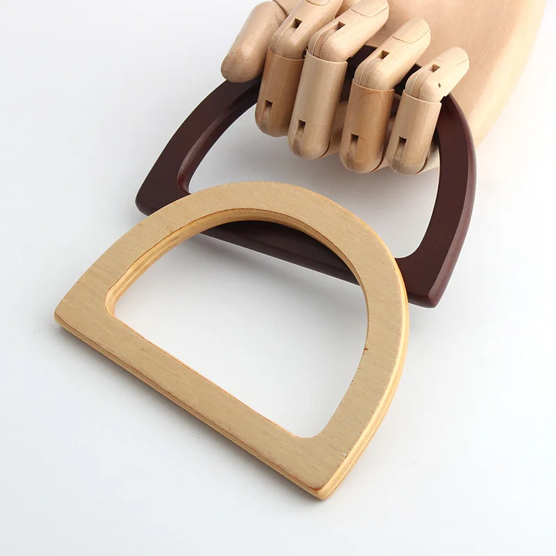 2PCS Simple and stylish wooden bag D-shaped handle replacement parts DIY wallet handbag handcraft bag handle