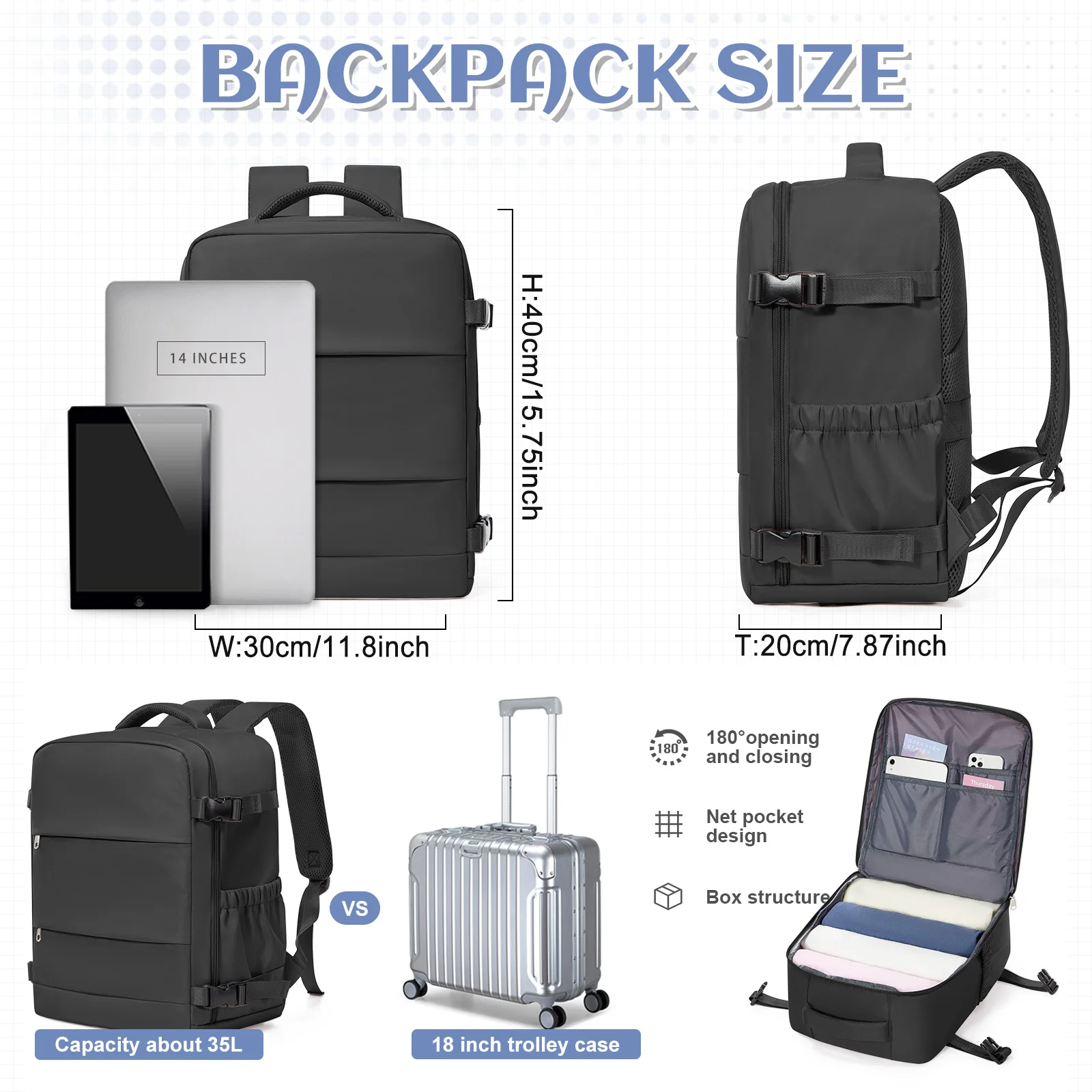 Clothing Storage Bag Personal item storage Backpack Ryanair Backpack 40x30x20 Cabin Bag, Vacuum Storage Bag With Manual Pump