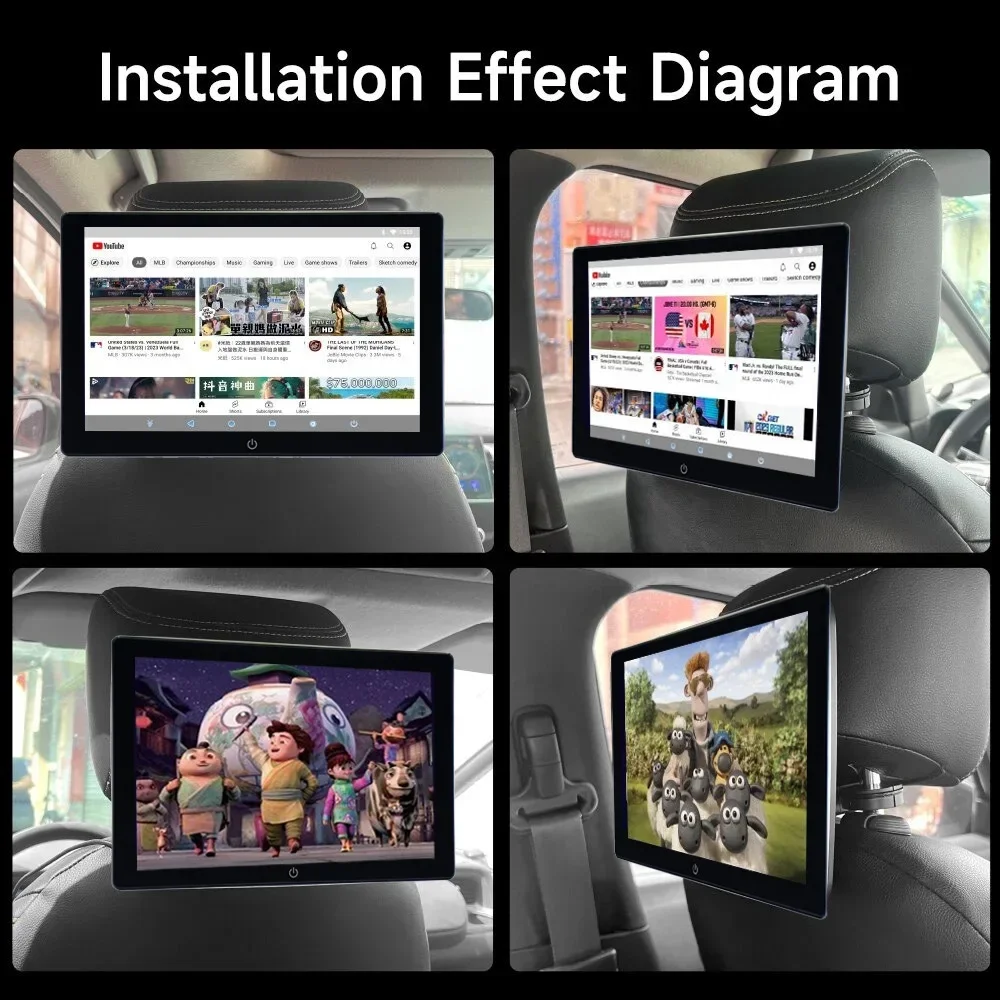 10.1 INCH Car Headrest Video Multimedia Player Bluetooth Rear Back Seat TV Monitor Display Android 12 Touch Screen For Airplay