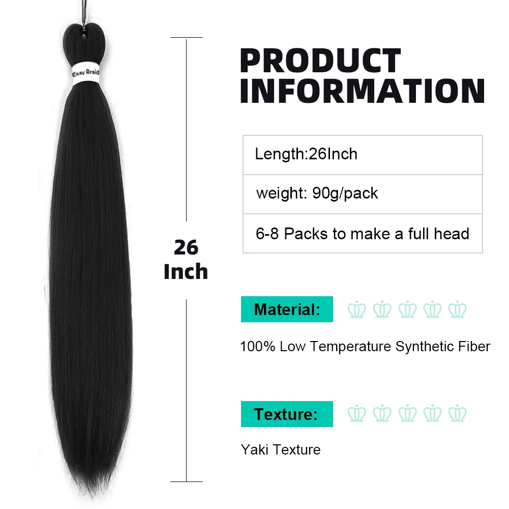 Extensiones de Cabello sintético para niñas y niños, trenzas de caja Jumbo ombré DIY, trenzas de ganchillo de Halloween, cabello preestirado Yaki Eazy