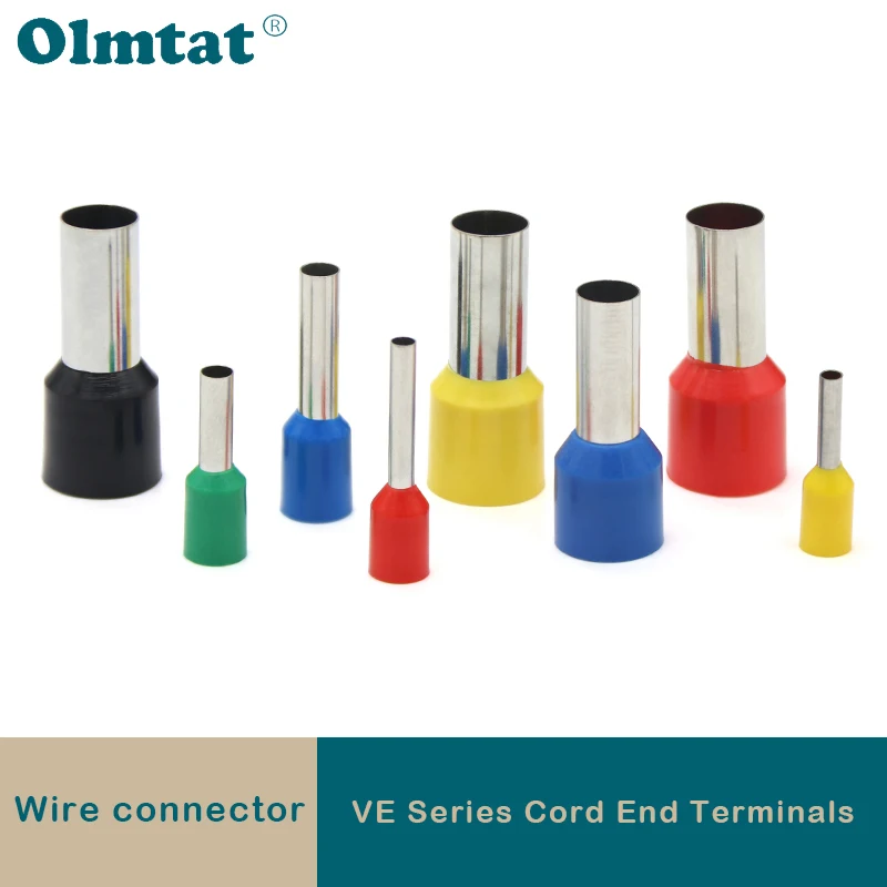 100pcs VE Cord End Terminals E0508 E7508 E1008 E1508 E2508 Insulated Ferrules Block Electrical Crimp Terminator Cable Connector