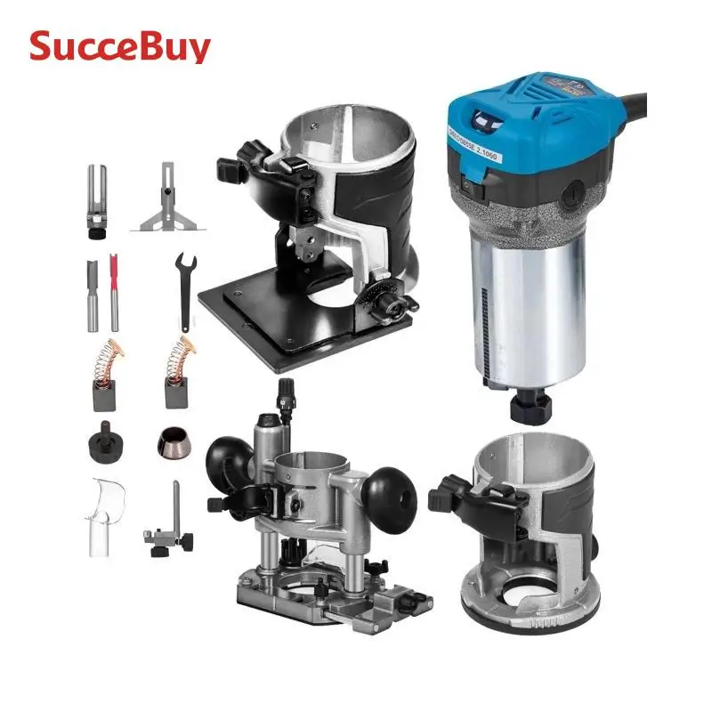 VEVOR 800W Soft Start Compact Router Kit متغير السرعة 10000-30000 دورة في الدقيقة مع قاعدة ثابتة وقاعدة يغرق وقاعدة إمالة وقاعدة إزاحة