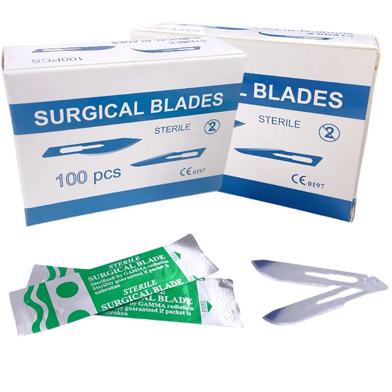 

100pcs/box Surgical Scalpel Sterilized Blades Carbon Steel Dental Surgical Blade 10#11#15# Dentistry Instruments For DIY Cutting