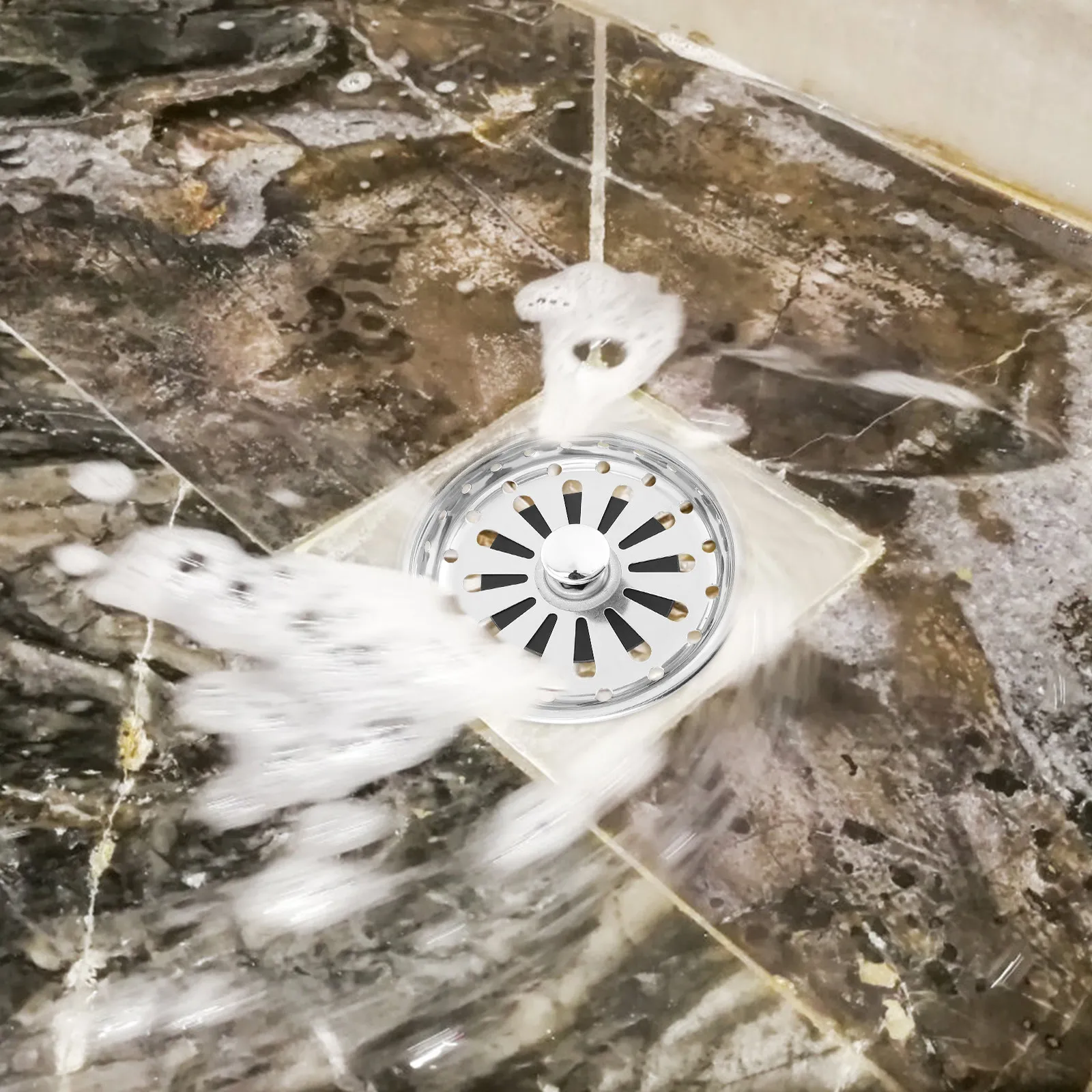 2Pcs Rust-Proof Stainless Steel Drain Protector with Grooved Design for Fast Water Flow & Hair Catching