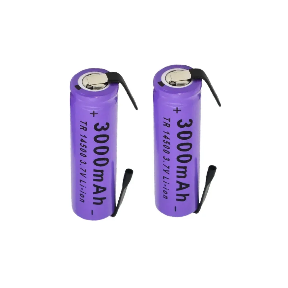 14500 Lithium Battery ICR 3.7V 3000mAh Rechargeable Battery LED Flashlight Soldered Nickel Sheet Battery Electronic Equipment