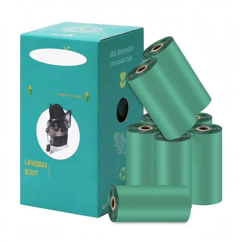 Biodegradable Pet Poop Bags Thickened Leakproof Dog Waste Disposal Bags Eco Friendly Compostable Outdoor Cleaning Supplies