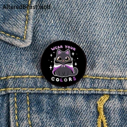 Asexual LGBT Pride Cat Pin Custom Brooches Shirt Lapel teacher tote Bag backpacks Badge Cartoon gift brooches pins for women