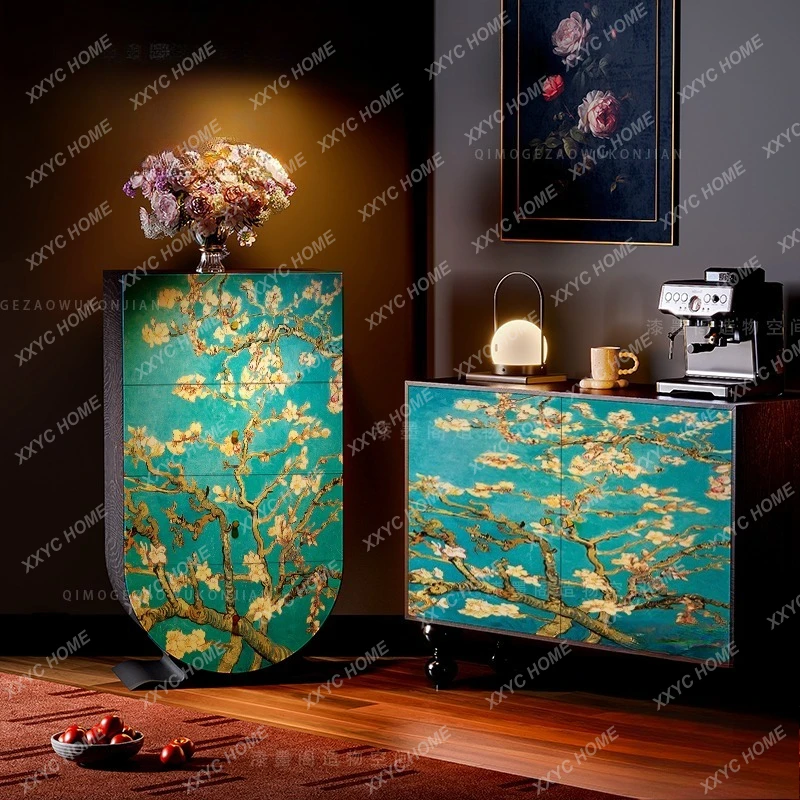 Chinese Style Retro Solid Wood Four-Drawer Cabinet Living Room Solid Wood Decorative Multi-Functional Storage Cabinet